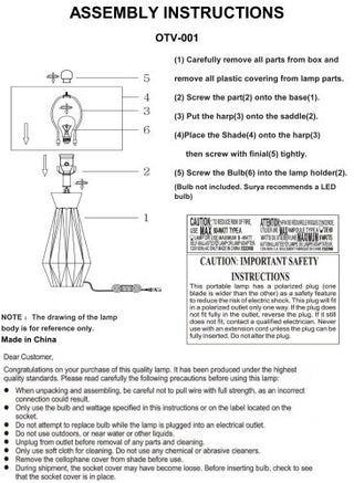 Surya Octavio OTV-001 Gray Lamp Assembly
