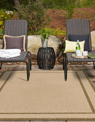 Unique Loom Outdoor Border T-KOZA-20413A Beige Area Rug 8' X 11' 4'' Lifestyle Image
