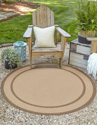 Unique Loom Outdoor Border T-KOZA-20413A Beige Area Rug 8' X 11' 4'' Lifestyle Image