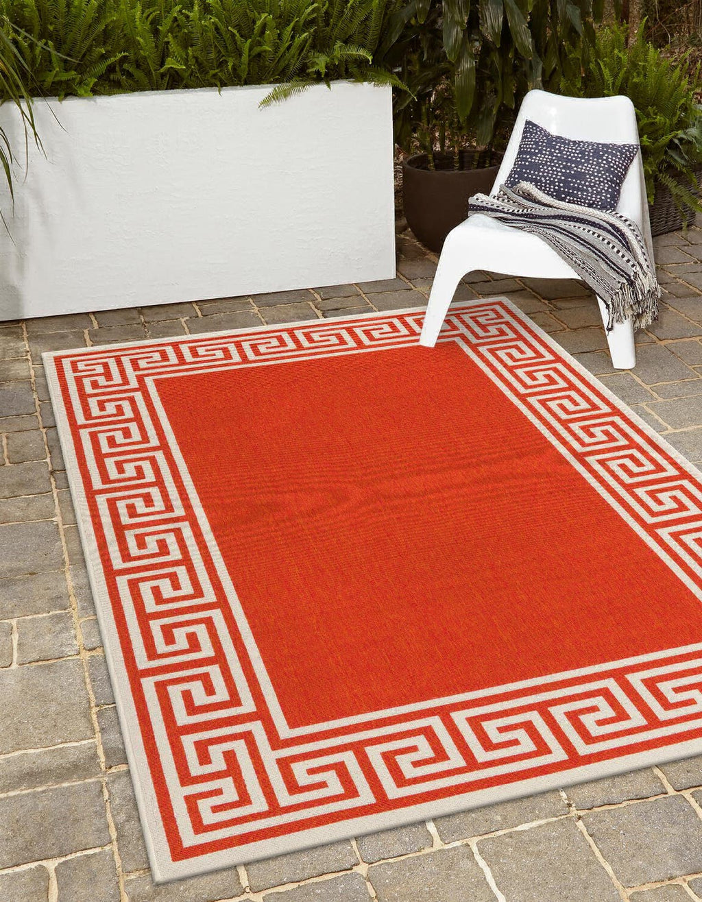 Unique Loom Outdoor Coastal OWE-CSTL10 Rust Red Area Rug 1' 3'' Returnable Sample Swatch Lifestyle Image Feature
