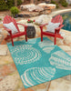 Unique Loom Outdoor Coastal OWE-CSTL8 Teal Area Rug 2' X 6' Runner Lifestyle Image Feature