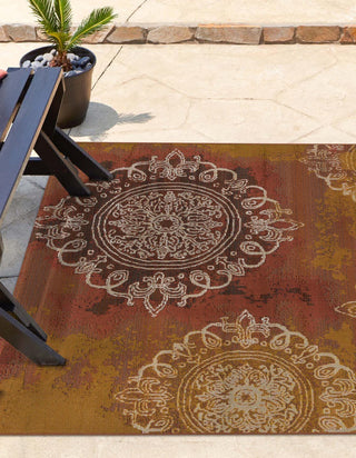 Unique Loom Outdoor Modern OWE-EDEN-117 Rust Red Area Rug