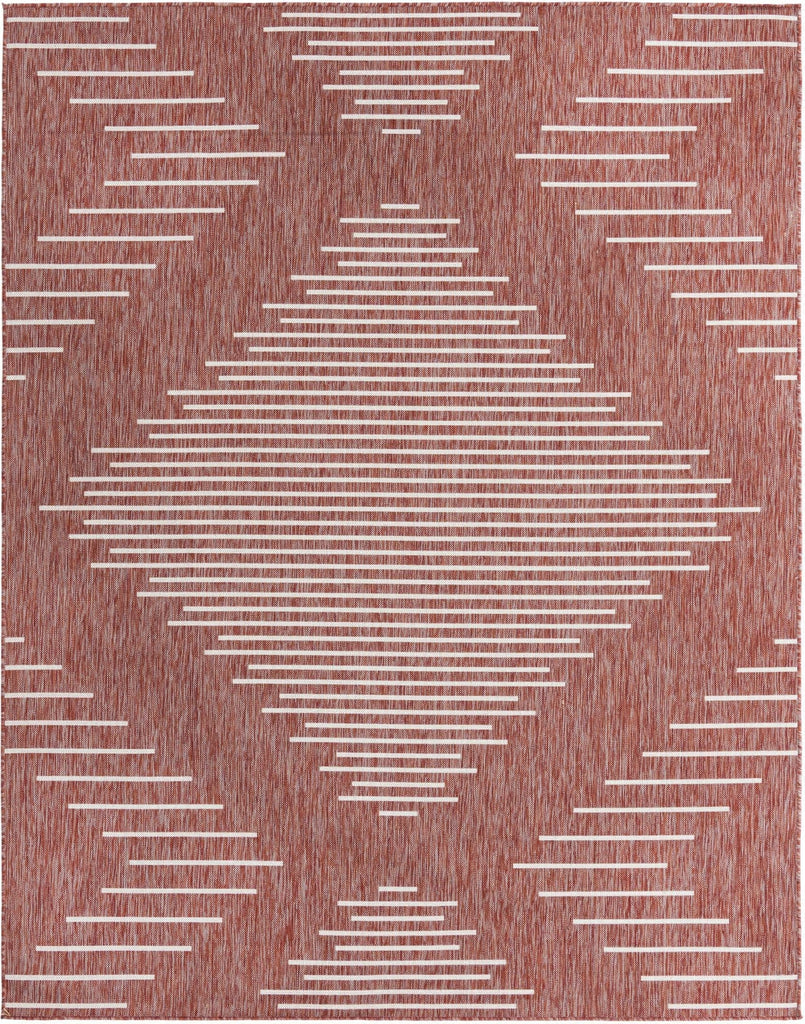 Unique Loom Outdoor Modern T-KZOD26 Rust Red Area Rug