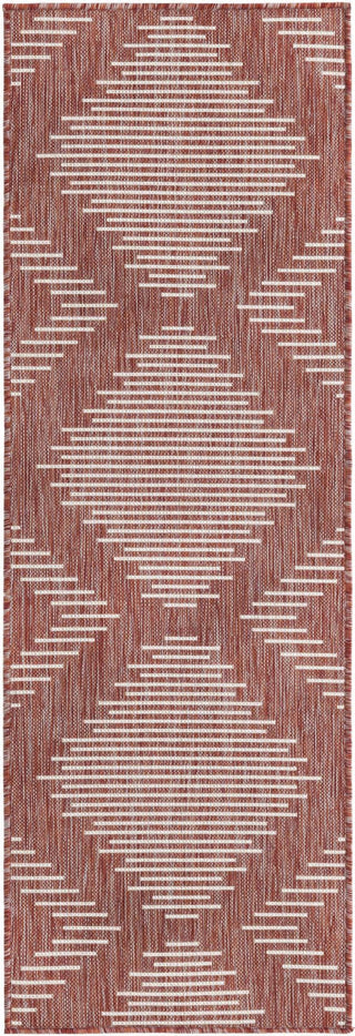 Unique Loom Outdoor Modern T-KZOD26 Rust Red Area Rug