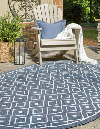 Unique Loom Outdoor Trellis OWE-OTRS1 Navy Blue Area Rug