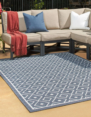 Unique Loom Outdoor Trellis OWE-OTRS1 Navy Blue Area Rug