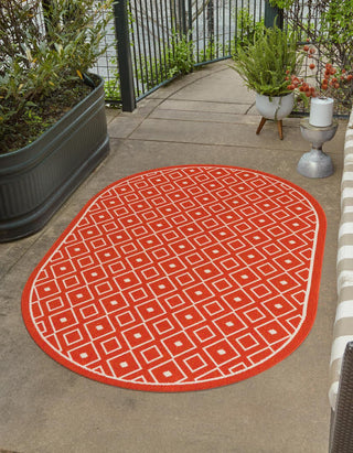 Unique Loom Outdoor Trellis OWE-OTRS1 Rust Red Area Rug 7' 10'' X 10' Lifestyle Image Feature