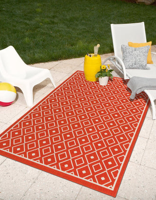 Unique Loom Outdoor Trellis OWE-OTRS1 Rust Red Area Rug