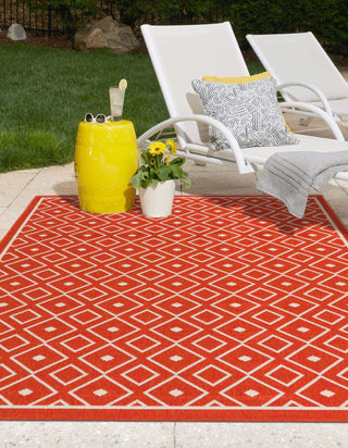 Unique Loom Outdoor Trellis OWE-OTRS1 Rust Red Area Rug