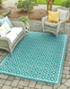 Unique Loom Outdoor Trellis OWE-OTRS1 Teal Area Rug