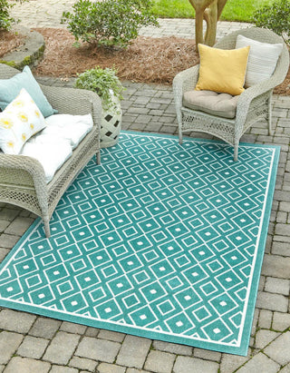 Unique Loom Outdoor Trellis OWE-OTRS1 Teal Area Rug