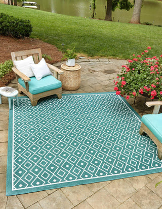 Unique Loom Outdoor Trellis OWE-OTRS1 Teal Area Rug