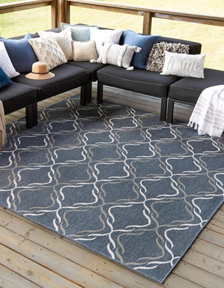 Unique Loom Outdoor Trellis OWE-OTRS2 Navy Blue Area Rug