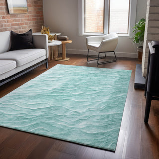 Dalyn Pacifica PA1 Aqua Machine Washable Area Rug Lifestyle Image Feature