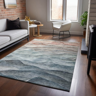 Dalyn Pacifica PA2 Teal Machine Washable Area Rug Lifestyle Image Feature