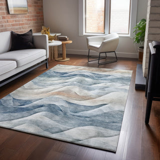 Dalyn Pacifica PA3 Blue Machine Washable Area Rug Lifestyle Image Feature