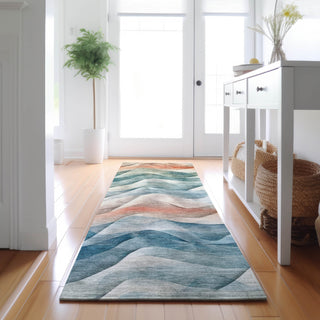 Dalyn Pacifica PA3 Teal Machine Washable Area Rug Runner Lifestyle Image Feature