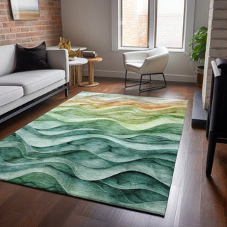 Dalyn Pacifica PA4 Teal Machine Washable Area Rug Lifestyle Image Feature