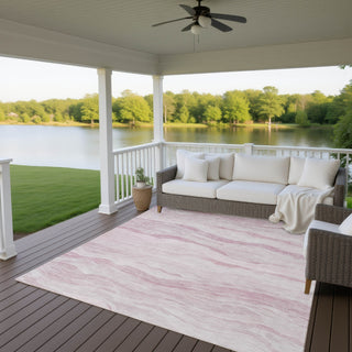 Dalyn Pacifica PA6 Pink Machine Washable Area Rug Outdoor Lifestyle Image Feature