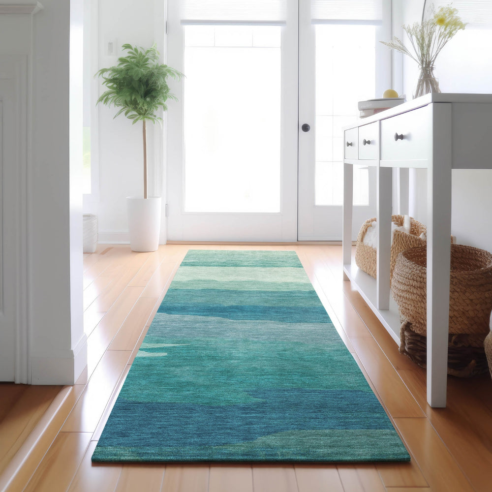 Dalyn Pacifica PA9 Turquoise Machine Washable Area Rug Runner Lifestyle Image Feature