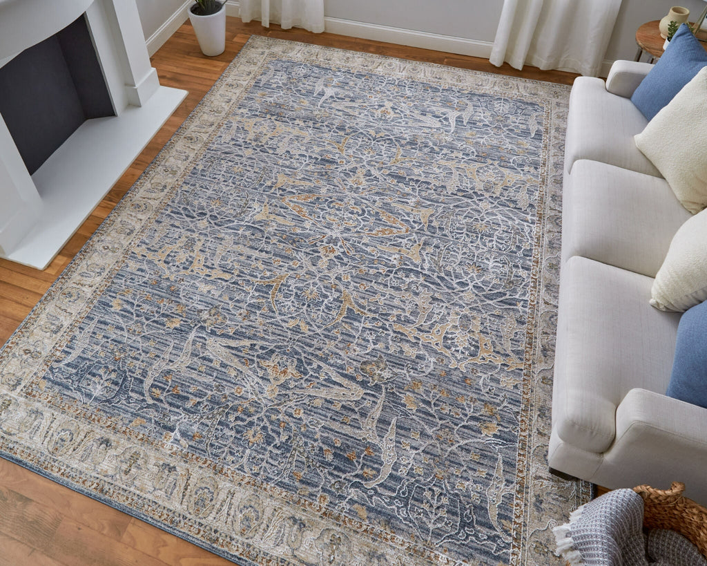Feizy Pasha 39M4F Blue/Taupe/Ivory Area Rug Lifestyle Image Feature