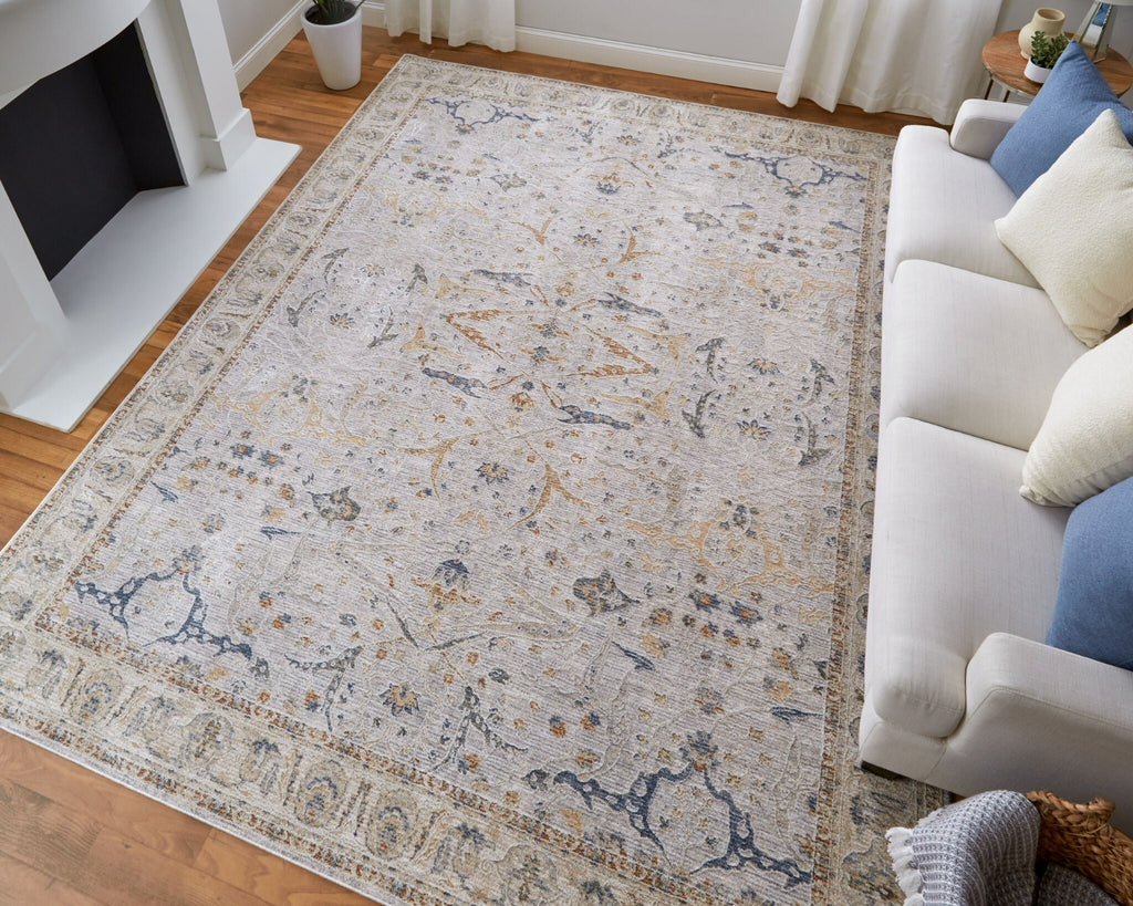 Feizy Pasha 39M4F Ivory/Blue/Taupe Area Rug Lifestyle Image Feature