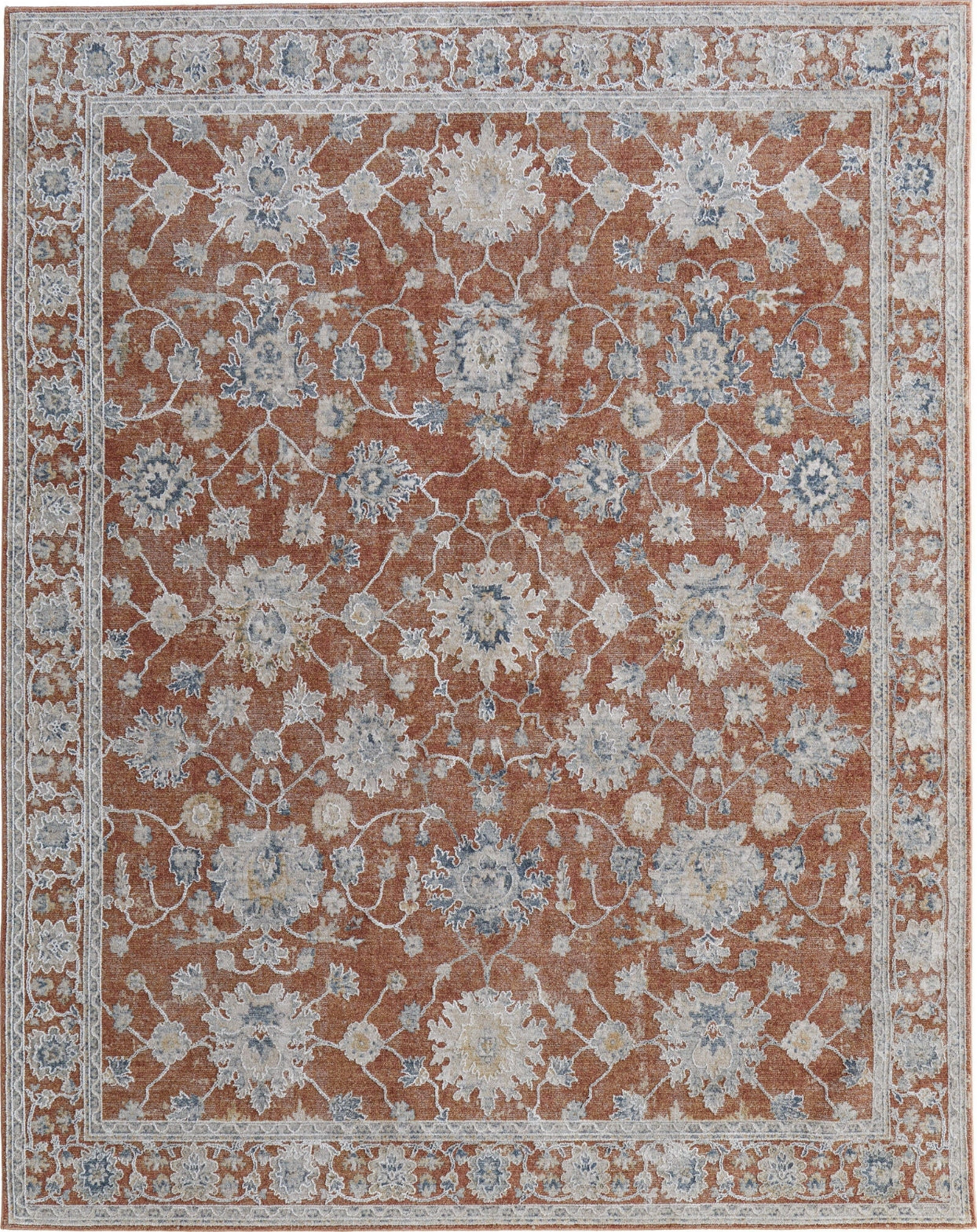 Feizy Pasha 39M7F Red/Ivory/Blue Area Rug