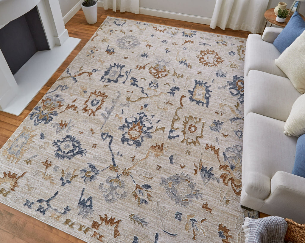 Feizy Pasha 39M8F Ivory/Blue/Gold Area Rug Lifestyle Image Feature