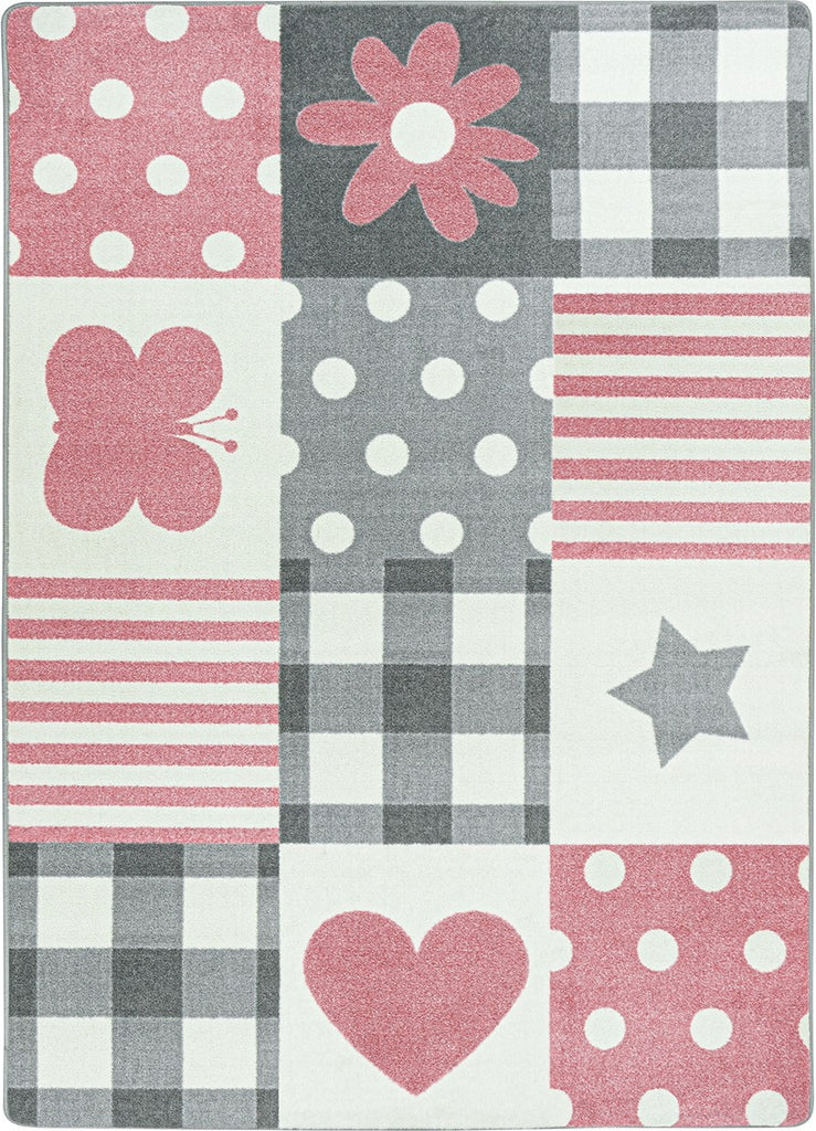 Joy Carpets Claremont Kids Patchwork Girl Blush Area Rug