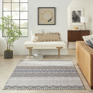 Nourison Paxton PAX03 Ivory/Slate Area Rug Room Image Feature