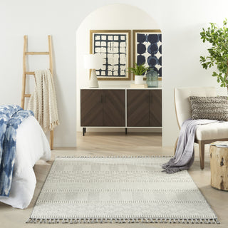 Nourison Paxton PAX06 Grey Ivory Area Rug Room Image Feature