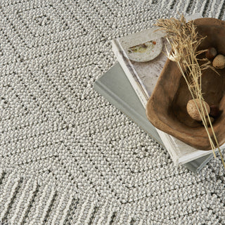Nourison Paxton PAX06 Grey Ivory Area Rug Corner Image