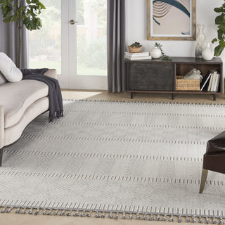Nourison Paxton PAX06 Grey Ivory Area Rug Corner Image