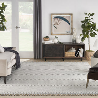 Nourison Paxton PAX06 Grey Ivory Area Rug Room Image Feature