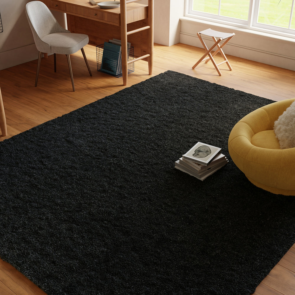 Nourison Pacific Shag PCS01 Black Area Rug Room Image Feature
