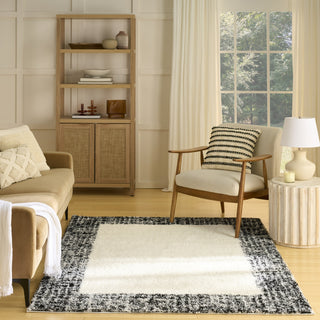 Nourison Pacific Shag PCS02 Ivory Black Area Rug  Room Scene Feature