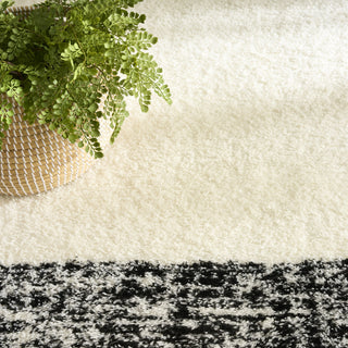Nourison Pacific Shag PCS02 Ivory Black Area Rug Texture Image
