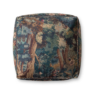 Loloi Poufs LPF0045 Blue / Multi Pouf Lifestyle Image Feature