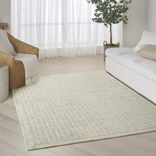 Nourison Pure Grids PGR01 Light Blue Area Rug by DKNY Corner Image
