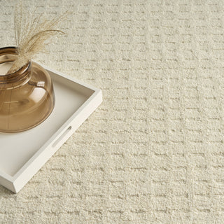 Nourison Pure Grids PGR01 Ivory Beige Area Rug by DKNY Corner Image