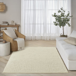 Nourison Pure Grids PGR01 Ivory Beige Area Rug by DKNY Room Image Feature
