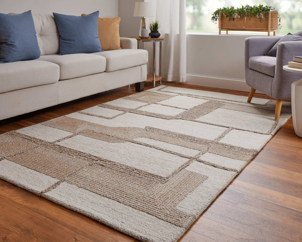 Feizy Pollock 8954F Ivory/Brown/Tan Area Rug Lifestyle Image Feature