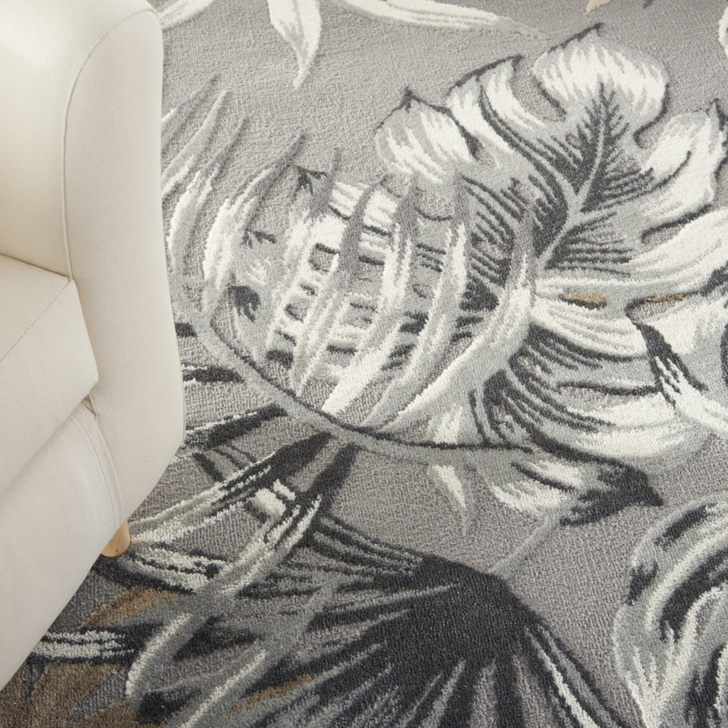 Nourison Pompeii PMP01 Grey Area Rug Corner Image