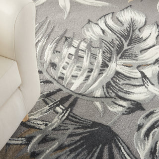 Nourison Pompeii PMP01 Grey Area Rug Corner Image