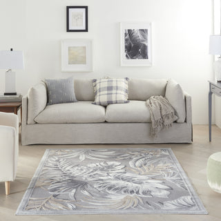 Nourison Pompeii PMP01 Grey Area Rug Room Image Feature