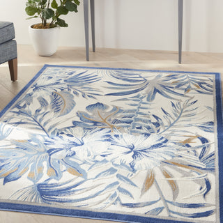 Nourison Pompeii PMP02 Ivory Blue Area Rug Room Scene 3