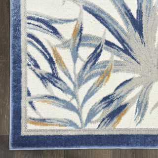 Nourison Pompeii PMP02 Ivory Blue Area Rug Corner