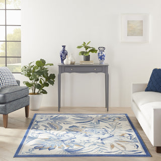 Nourison Pompeii PMP02 Ivory Blue Area Rug Room Scene 2