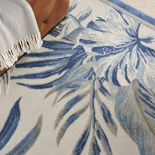Nourison Pompeii PMP02 Ivory Blue Area Rug Close Up 2