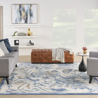 Nourison Pompeii PMP02 Ivory Blue Area Rug Room Scene 4